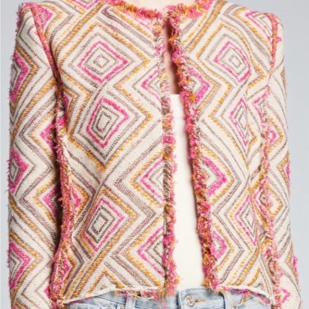 IRO Paris Textured Cropped Jacket with fray details